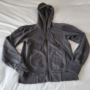 ANTHROPOLOGIE Daily Practice Gray Abstract Zip Up Hoodie Sweatshirt